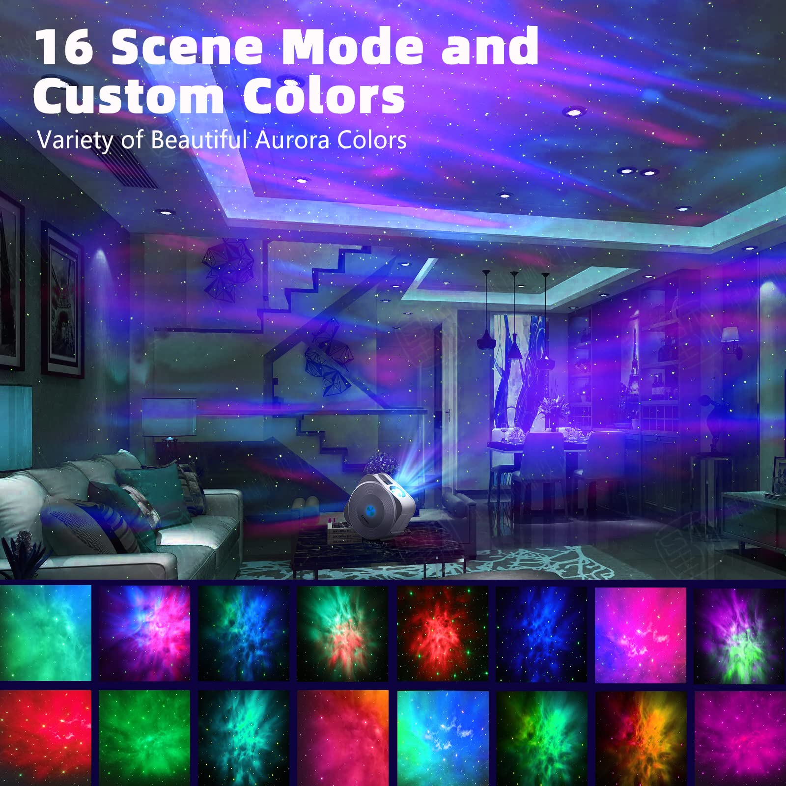 LED Sternenhimmel Projektor, Galaxy Star Projector Kinder Erwachs mit App/RG Dimming/Timer/WiFi Stimmenkontrolle, Lampe Projektor für Dekoration Party Schlafzimmer Heimkino, [Energieklasse G]