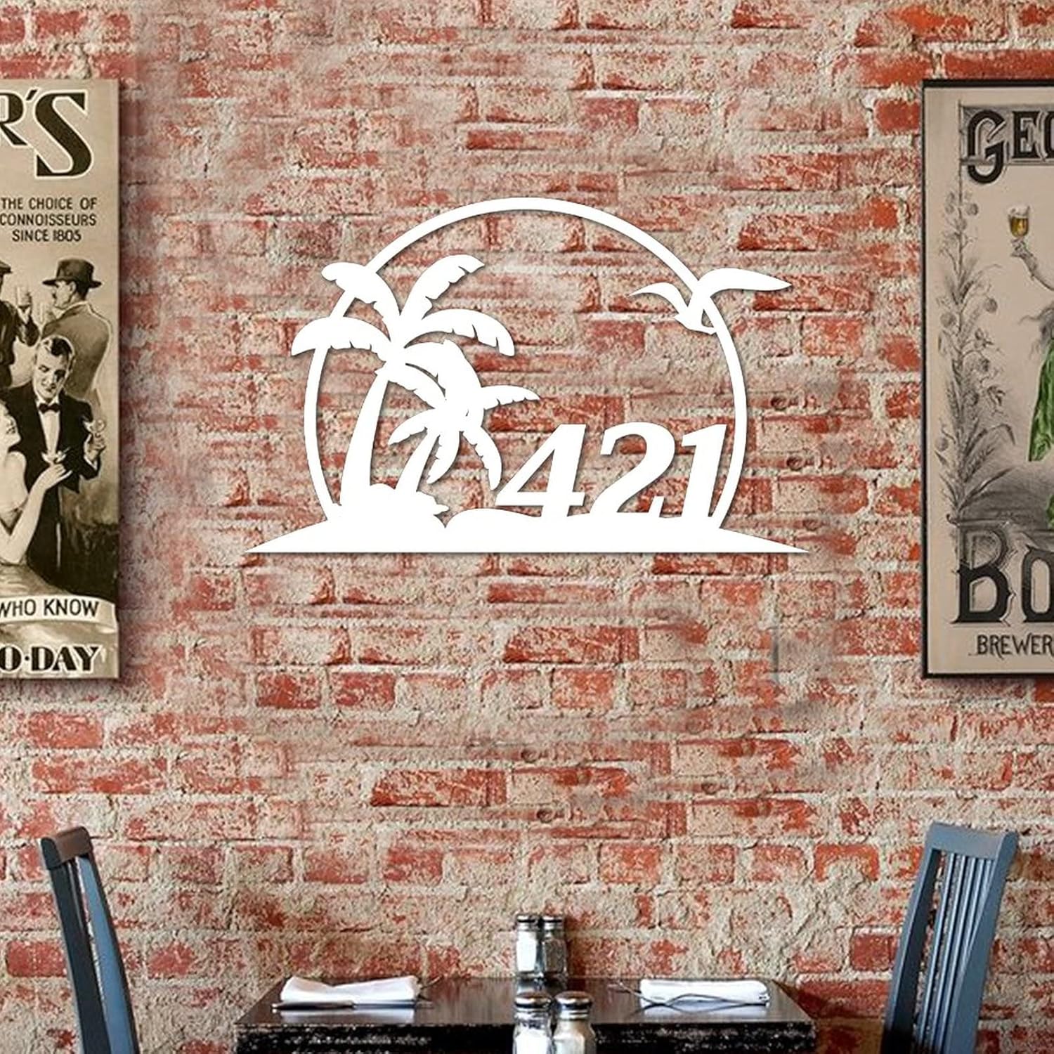 Personalized Palm Tree House Number Address Metal Sign Door Metal Hanger Wall Art, Outdoor Address Plaque Beach Decor Tropical Decor Metal Wall Art Last Name Sign, Gift for Him Home Gallery Wall