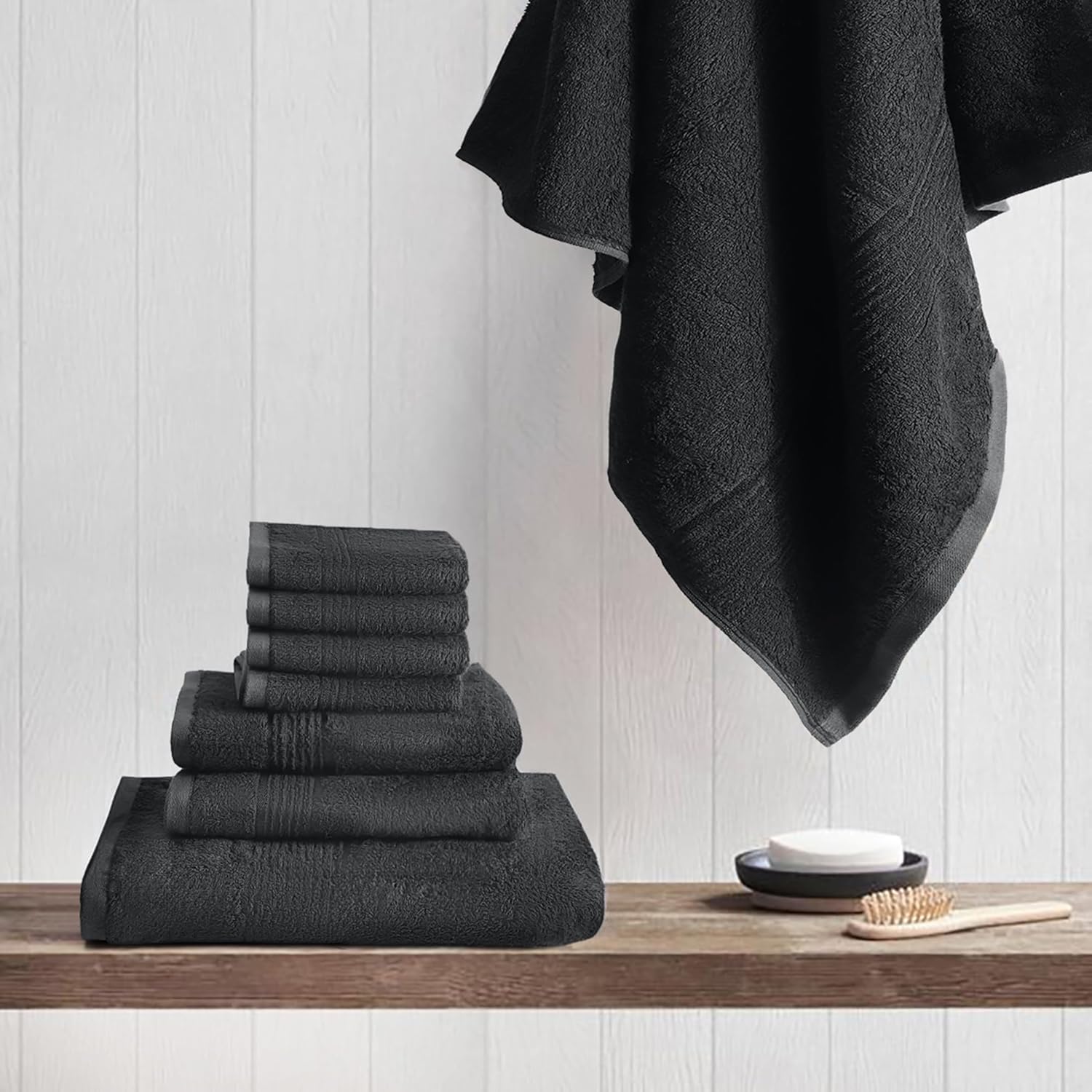Bath Towel Set 8 PCS (8, Black)
