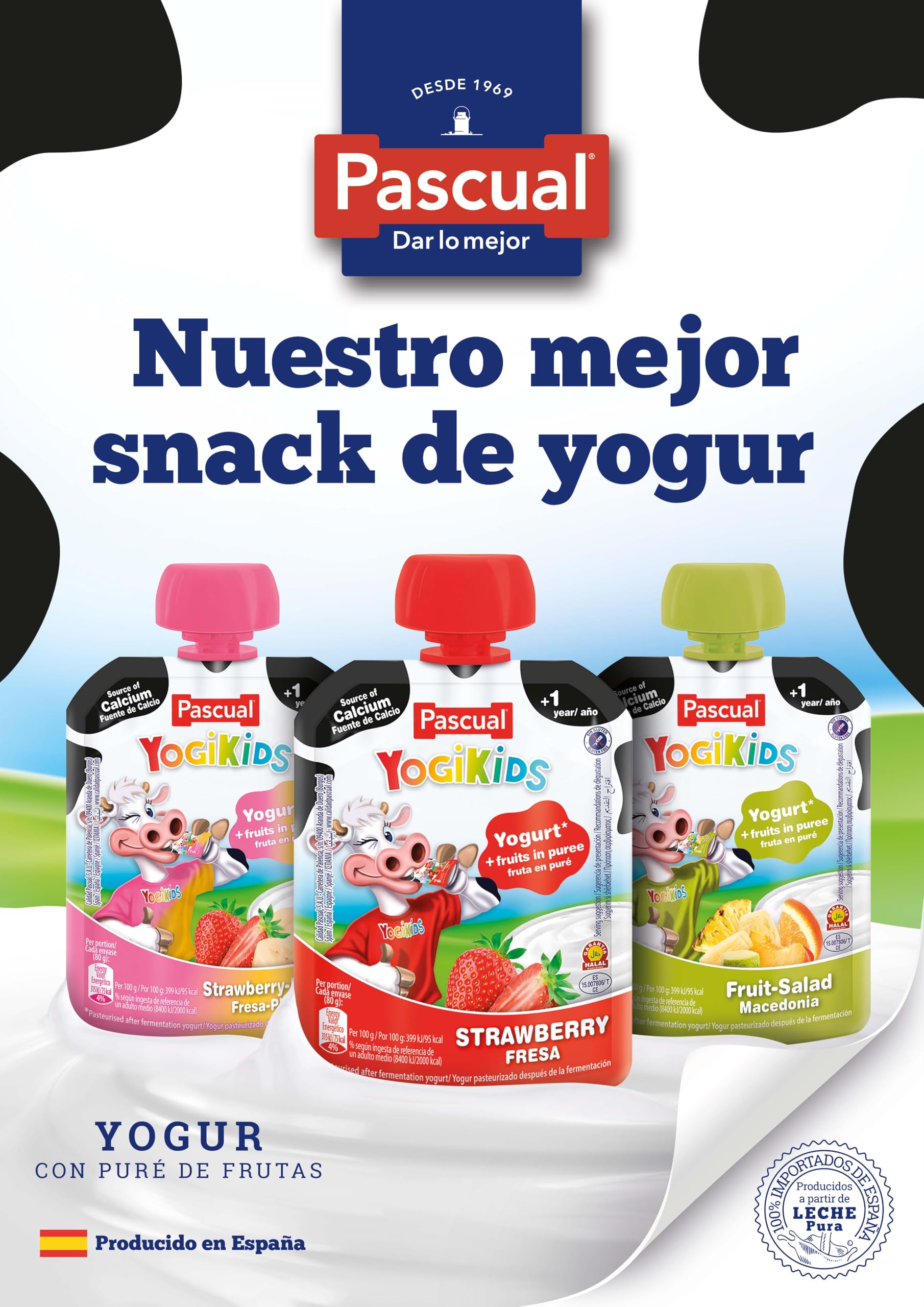 Yogur Pascual Yogikids De Fresa-Plátano Para Llevar Caja De 24 Unidades De 80G
