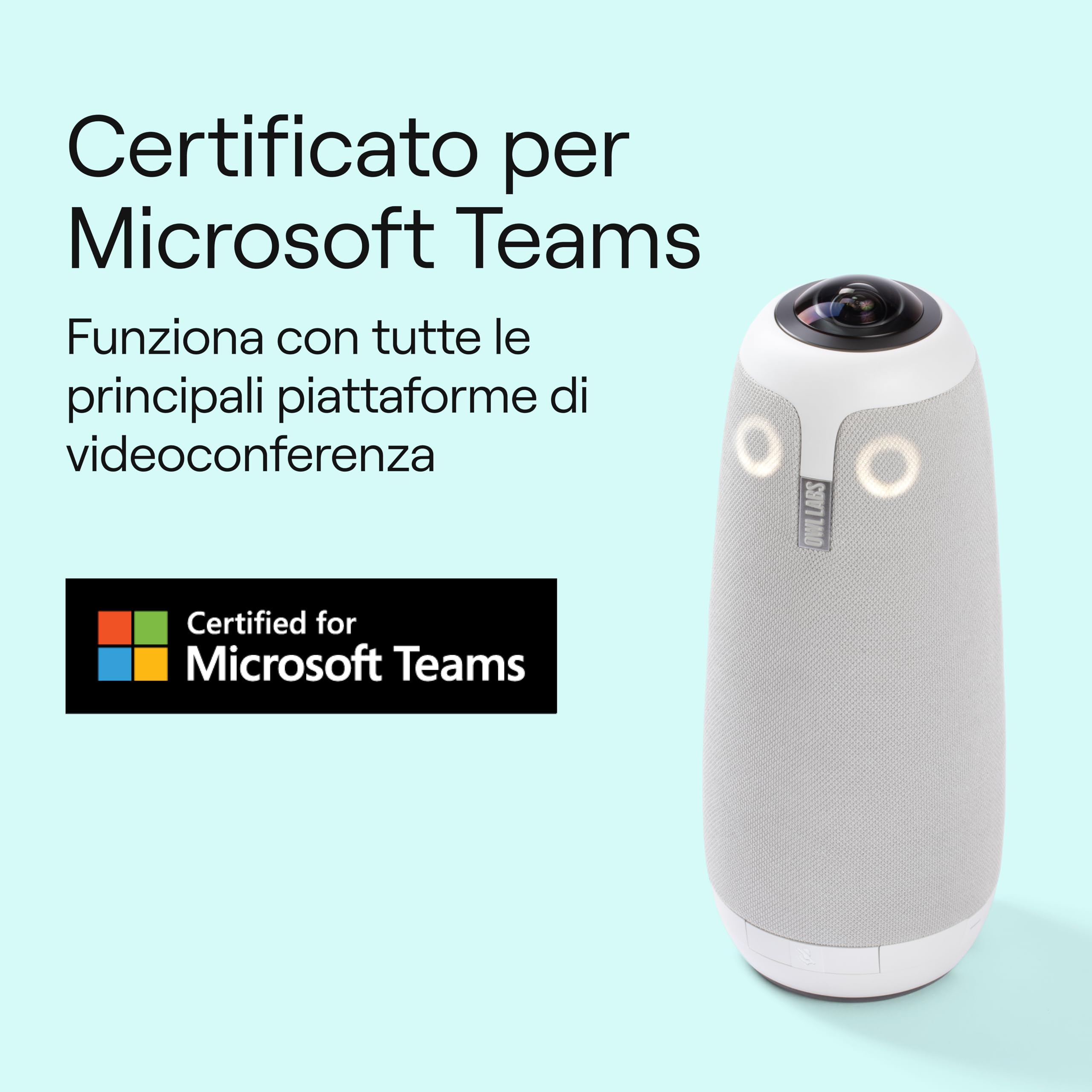 Owl Labs Meeting Owl 3 - Videocamera per videoconferenza HD Smart 1080p a 360°, microfono e altoparlante (fuoco automatico altoparlante, Smart Zoom, equalizzazione rumore)