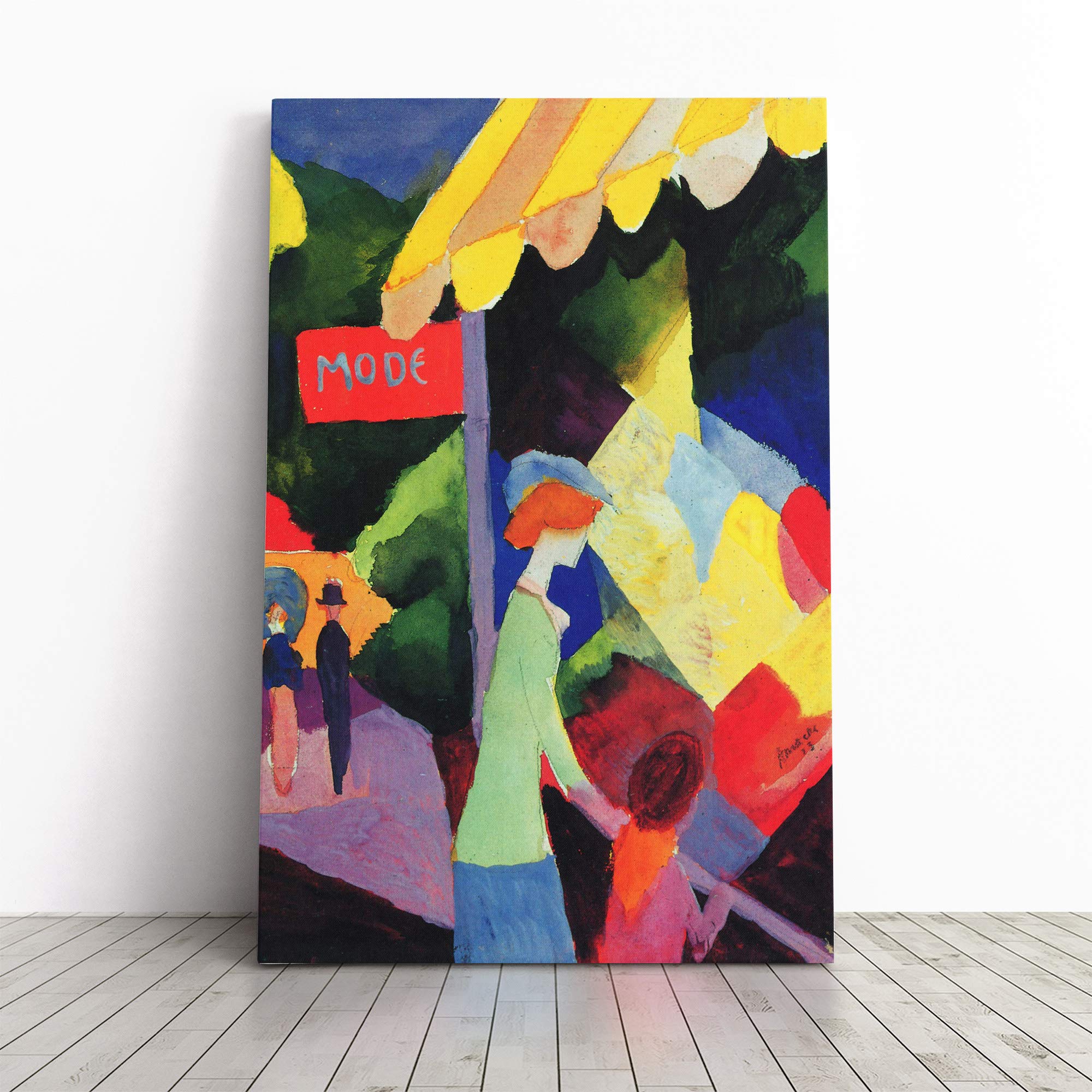 August Macke Fashion Window Canvas Print | Gallery Wrapped 30mm Frame Wall Art | 20x14 inches | Ready to Hang | Modern Picture | Living Room Bedroom Lounge Office