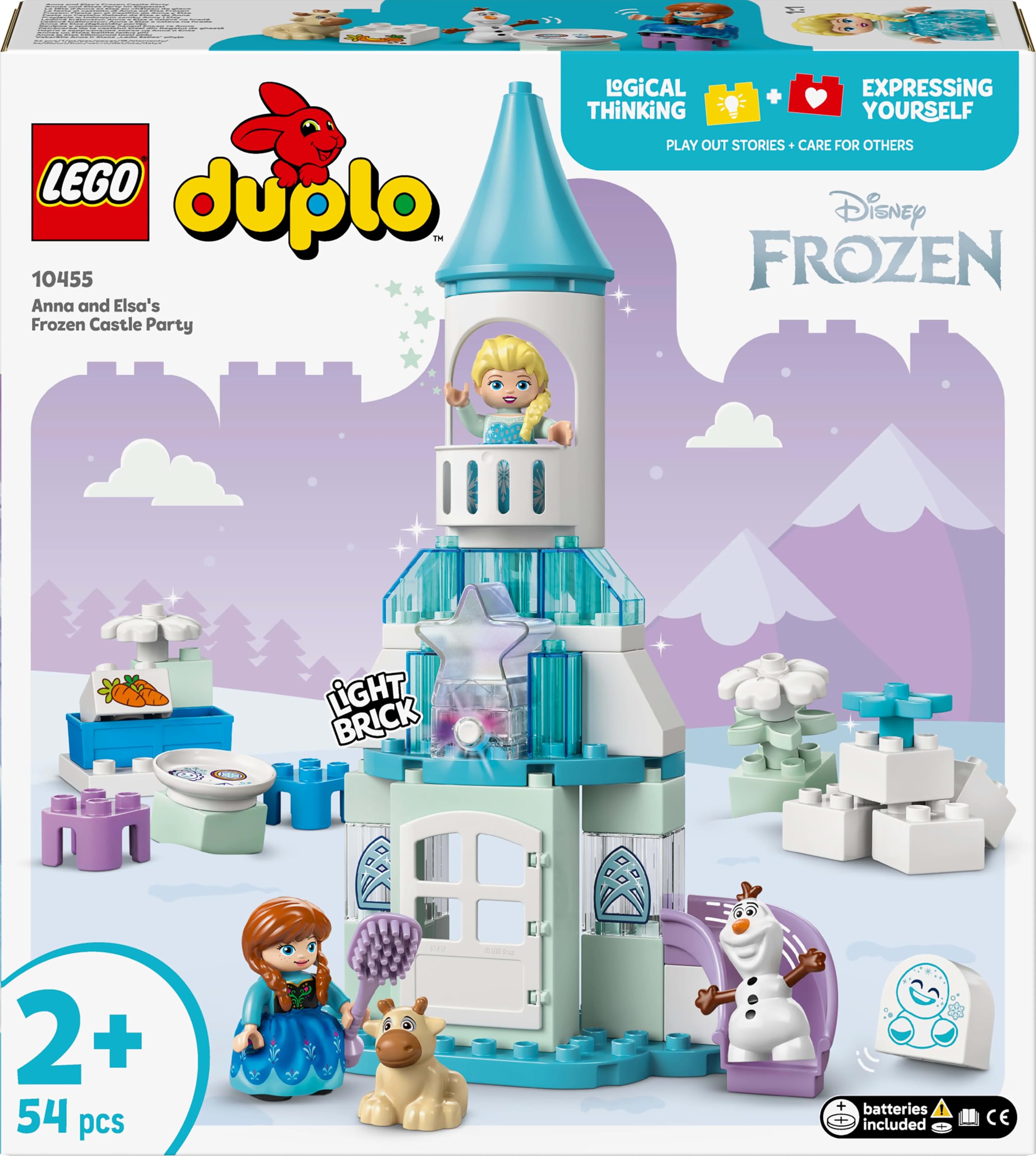 LEGO DUPLO Disney Przyjęcie w lodowym zamku Anny i Elzy 10455 | zamek dla dzieci, klocki dla 2-latka, prezent dla dziewczynki i chłopca 2+, Anna i Elsa, 54 elementy