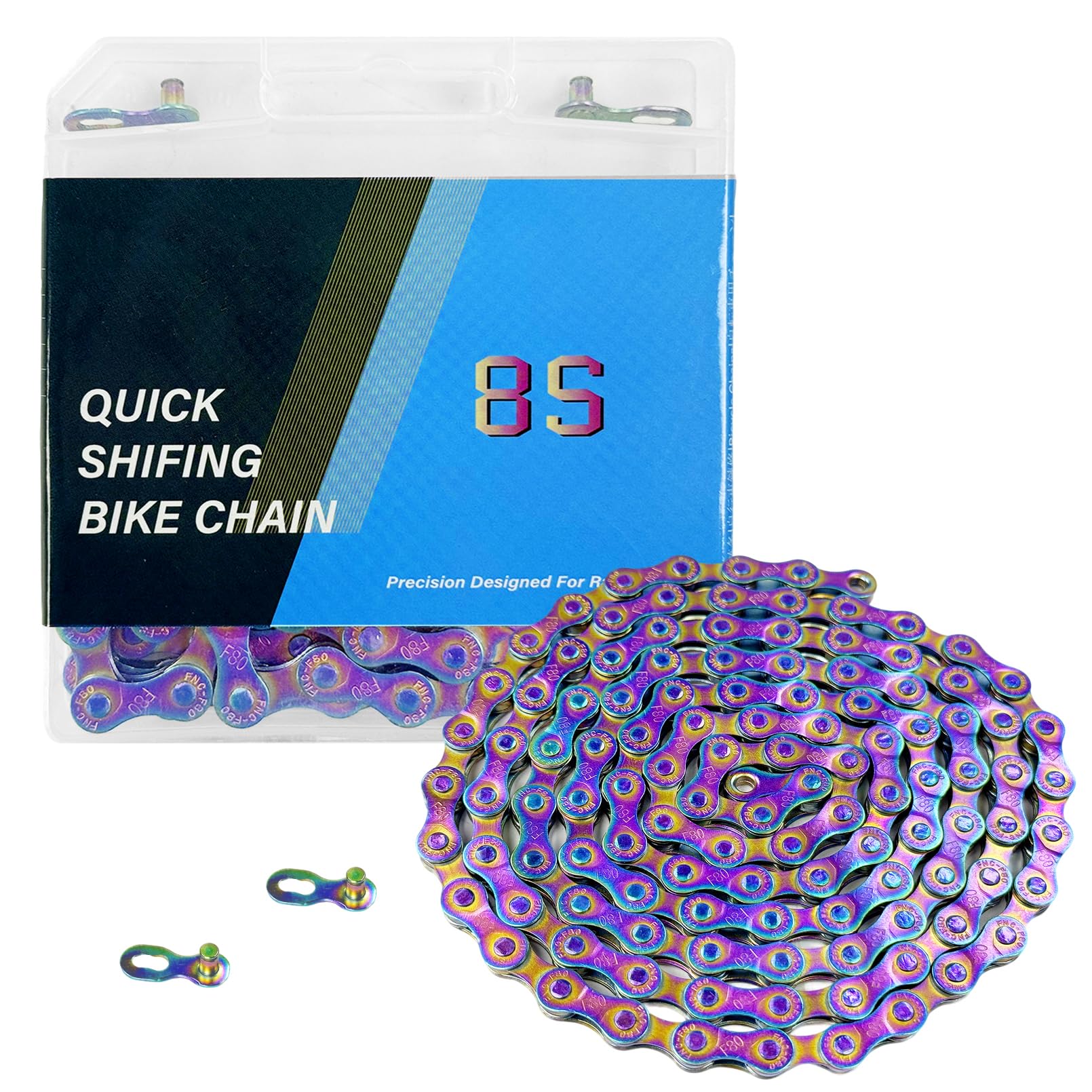 Colourful Bike Chain 6/7/8 Speed Bike Chain,1/2 x 3/32 Inch,116 Links, Alloy Steel,Triple Strand,Suitable for Mountain Bike Road Bike