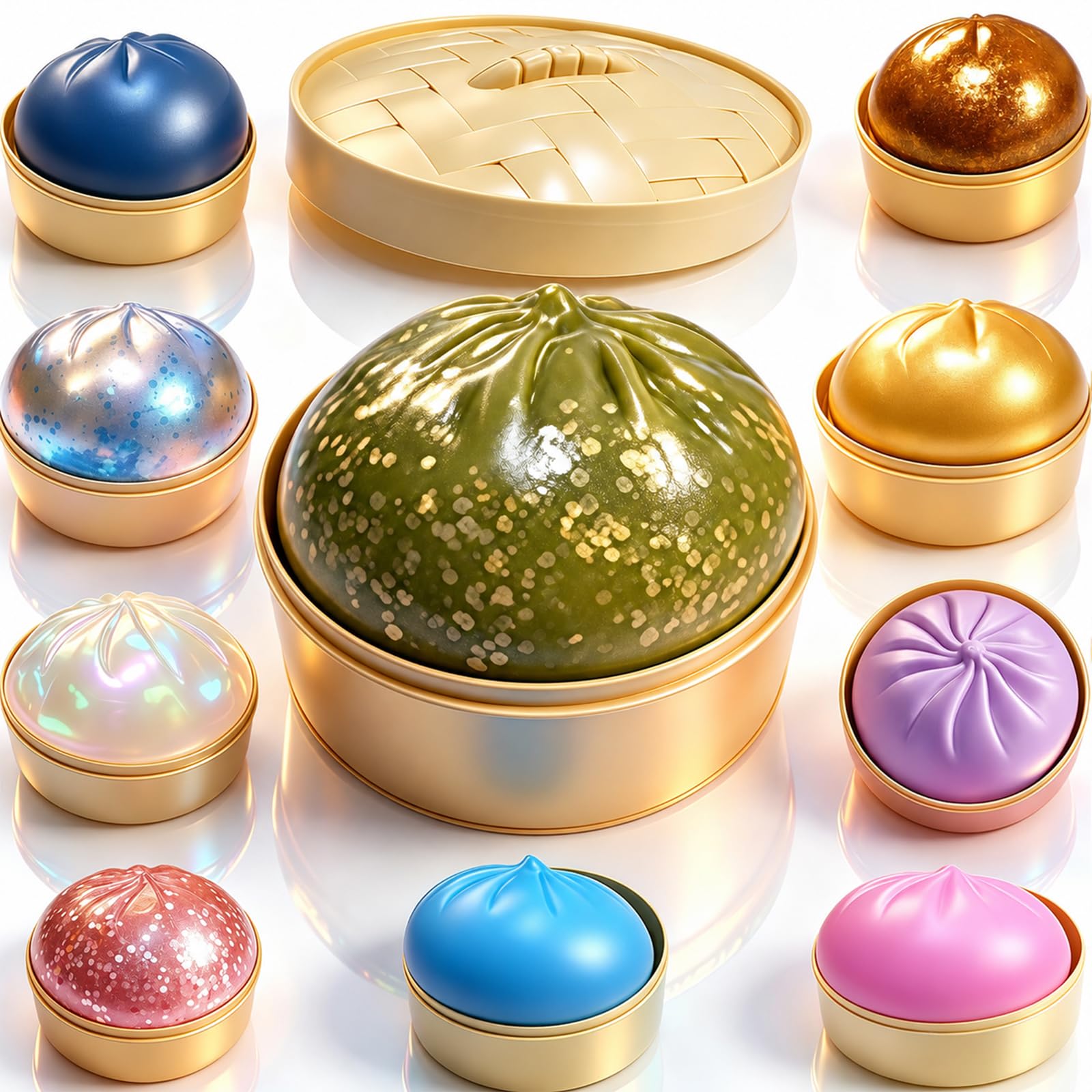 Dumpling Squishy,Glitter Sensory Squeeze Decor, Slow Rising Portable Fidget Gadget for Anxiety Relaxation, Home Office Desk Decoration — image 1