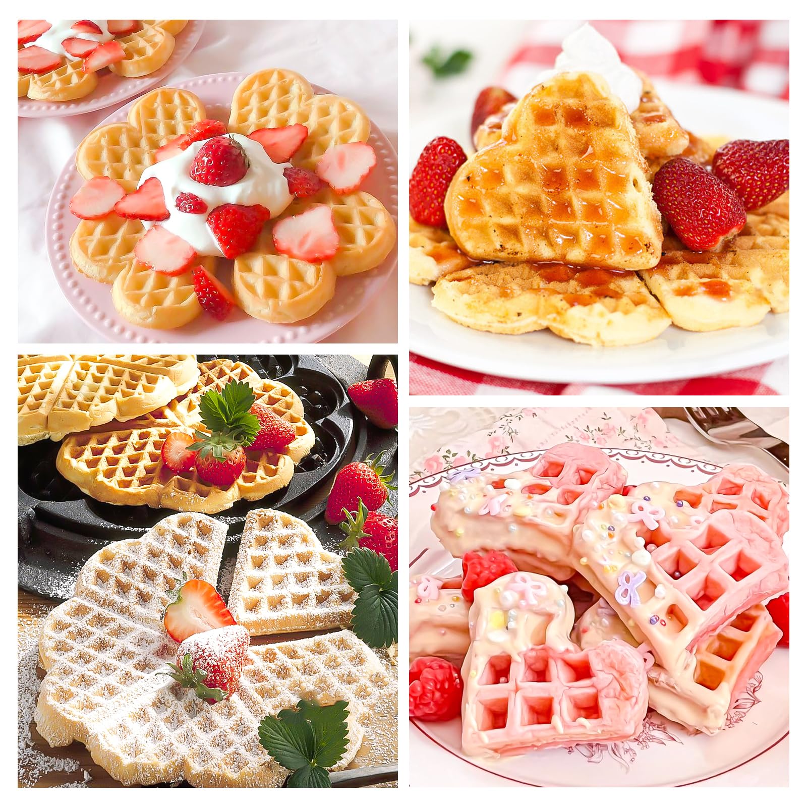 Air Fryer zestaw 2 silikonowych form do pieczenia w kształcie serca, 5 otworów z otworami, nieprzywierający materiał silikonowy, do muffinek i gofrów, narzędzia do dekoracji pieczenia