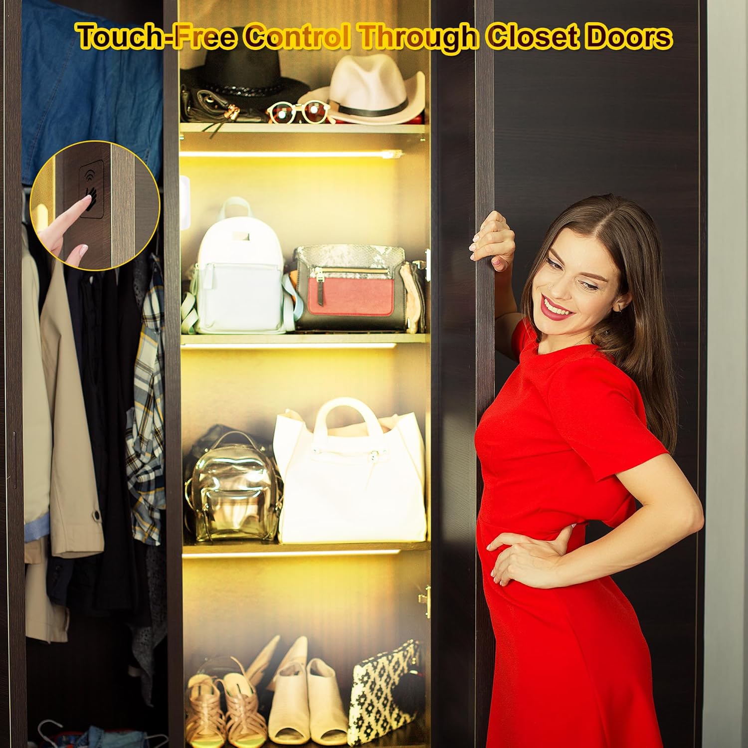 16.4ft 3000K Shelf Sights, Plug-in Cut to Size COB LED Light Strip for 6 Shelves, Hand-Sweep Under Shelf Lighting for Pantry Bookshelf - Image 4