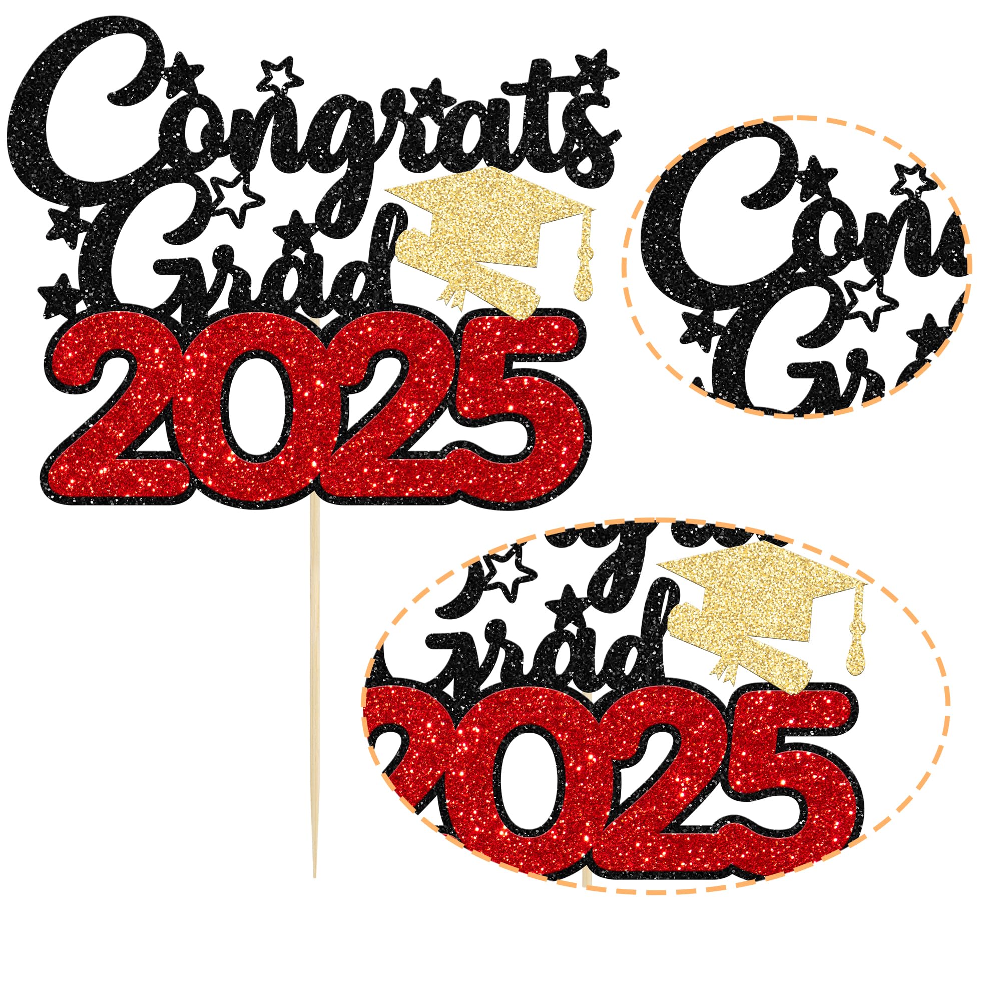 Gyufise Lot De 1 Décoration De Gâteau Rouge à Paillettes Pour Fête De