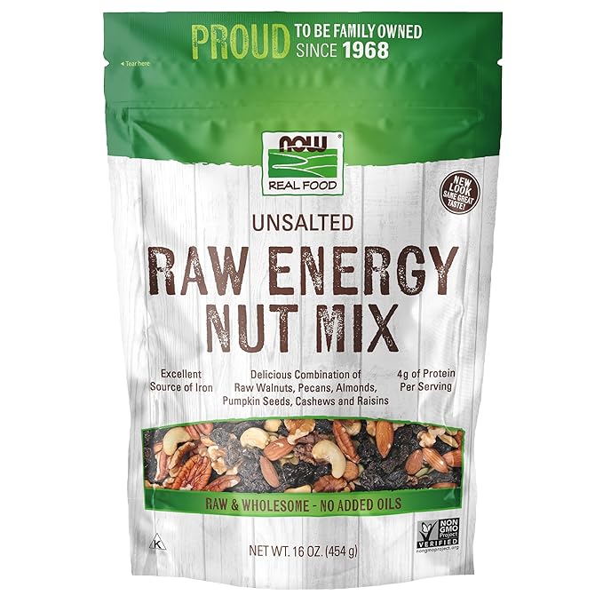 NOW Foods, Raw Energy Nut Mix, Unsalted Mix of Raisins,