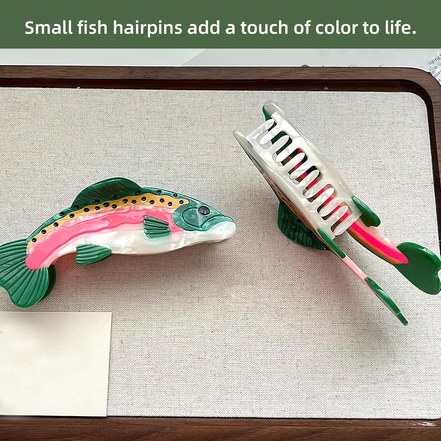 Novelty Salmon Fish Hair Clip, Acetate Hair Clips, Girl Women Small Claw Hairpin, Non Slip Unique Cute Barrettes for Thick and Thin Hair - Image 4