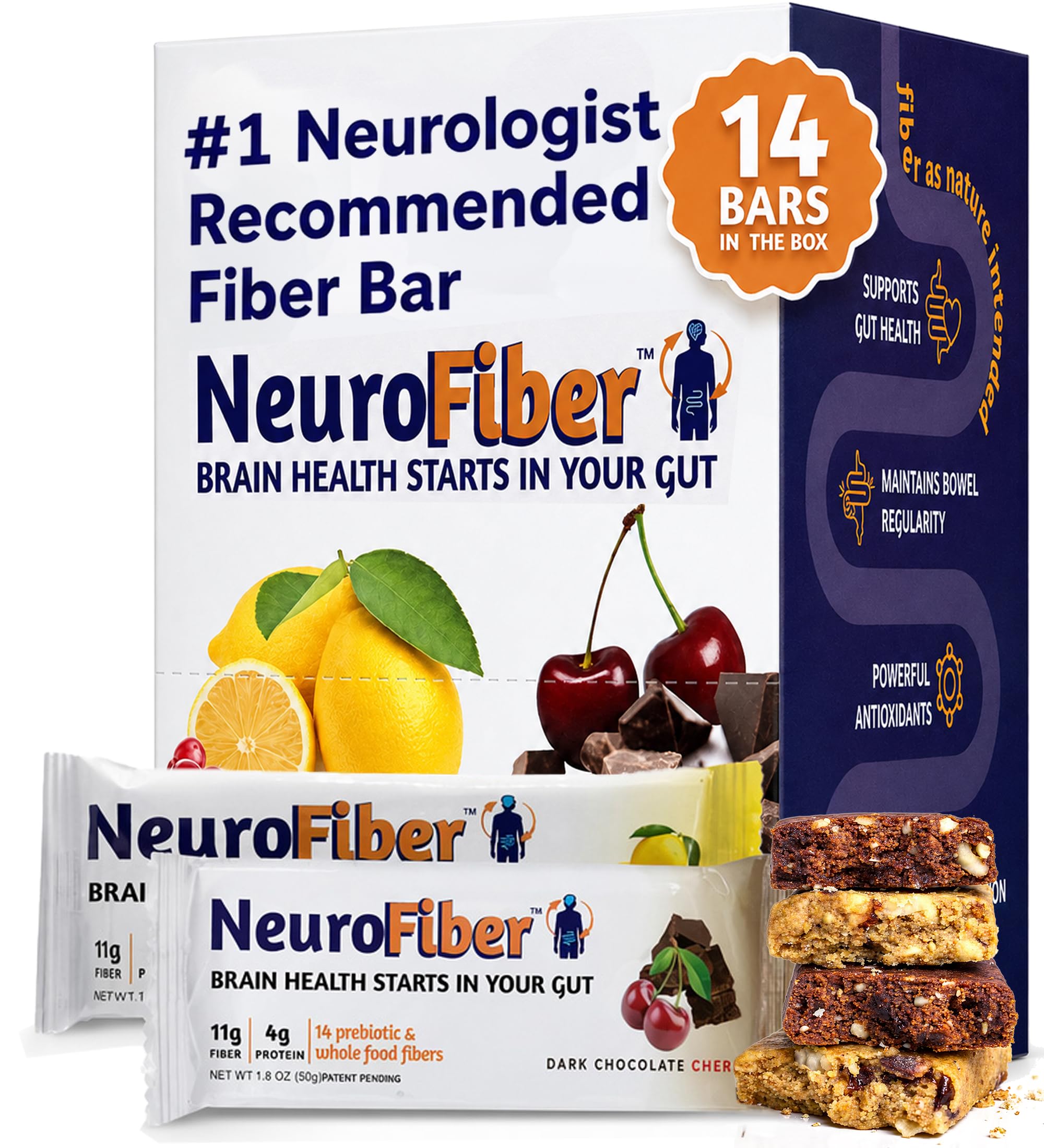 NeuroFiber #1 Neurologist Recommended Fiber Bars (Mixed Box 14 Pack)