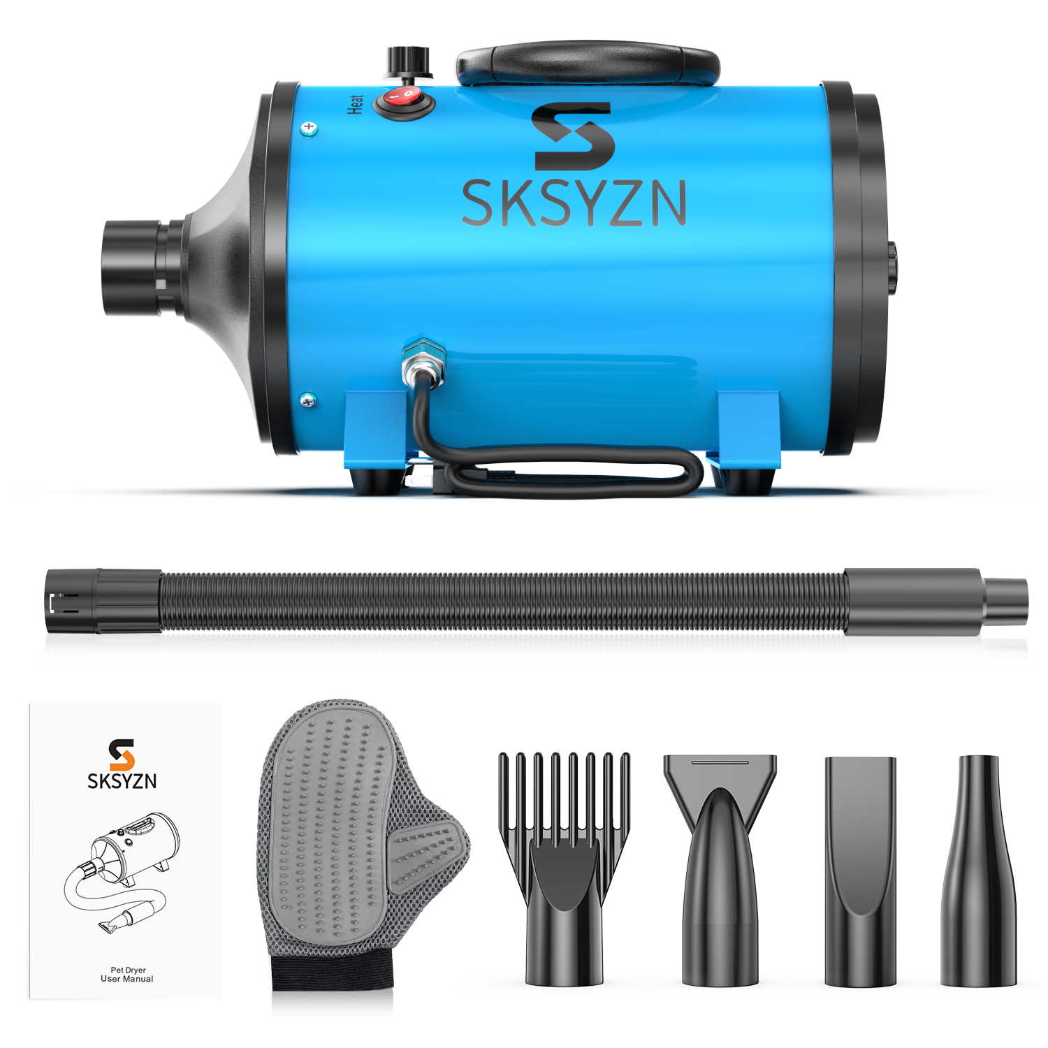 SKSYZN Dog Dryer 3200W/4.3HP Motor Stepless Adjustable Speed Dog Hair Dryer, Pet Dog Grooming Dryer Blower with 98.4… - Image 7