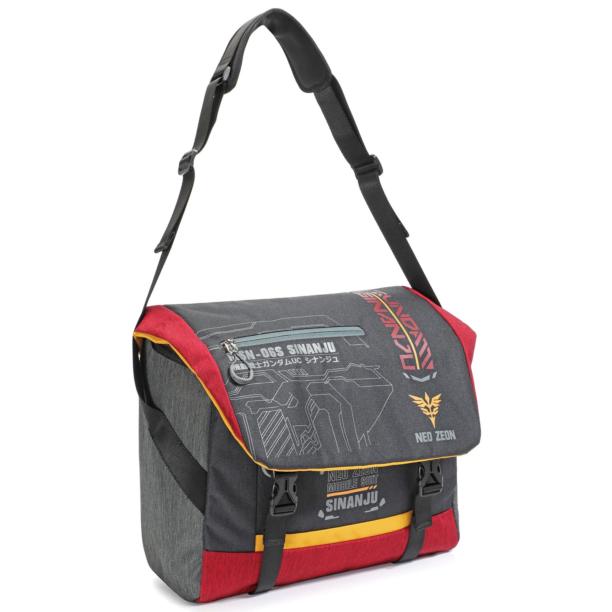 FX Creations GundamUC SINANJU MSN-06S borsa tracolla uomo, borsa messenger | grande capacità, nylon migliorato, scomparti multipli, antigoccia, multiuso, quotidiano/viaggi/lavoro/affari