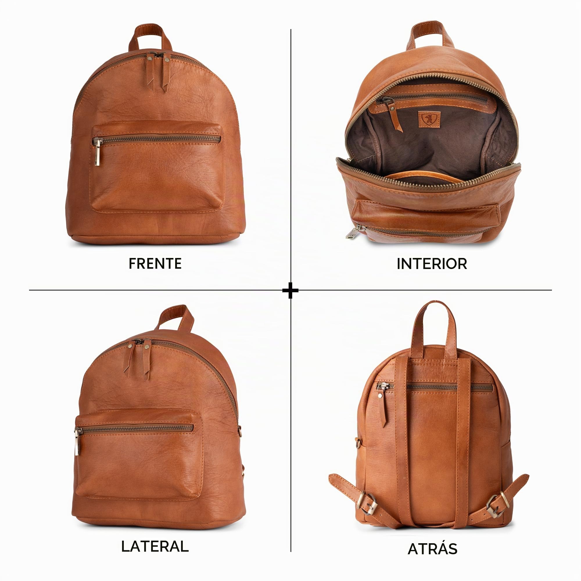 Berliner Bags Mochila Kelly Mini de Piel Auténtica para Mujer, con Compartimento Interior y Exterior y Estuche Redondo Desmontable, Diseño Elegante - Marrón
