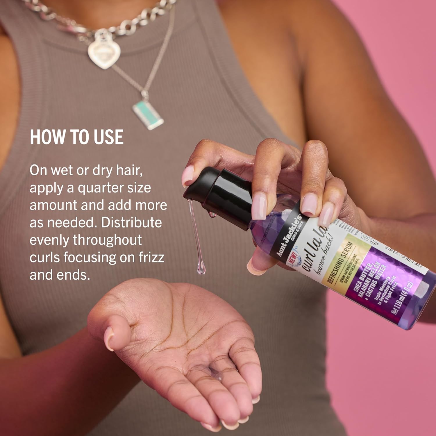 Aunt Jackie's Curls & Coils Curl La La Bounce Back Refreshing Serum, 4 fl oz - Triple Moisture to Revitalize Curls and Fight Frizz - Image 6