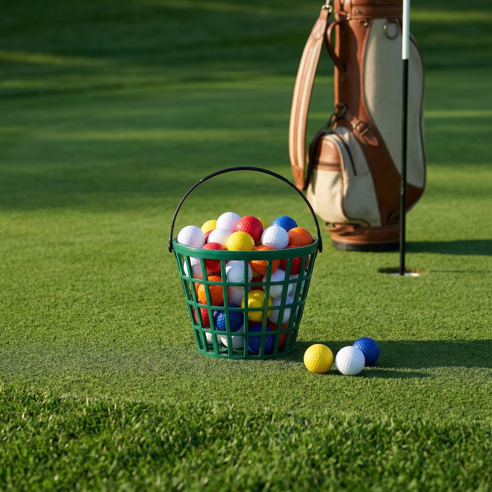 2 Stück Golfkorb aus Kunststoff für 50 Golfbälle Tragbarer und Stabiler Aufbewahrungsbehälter zum Golfspielen Praktischer Sport Golfballbehälter in Grün