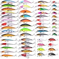 Vista 10 de Aorace Kit de Señuelos de Pesca Mixto que Incluye Minnow Popper Crank Baits con Anzuelos para Pesca en Agua Salada y Dulce de Trucha Lubina Salmón