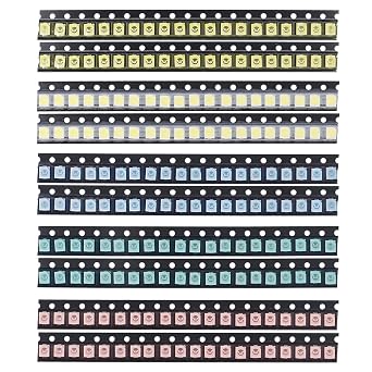 3528 1210 SMD LED Kit 200pcs 5 Colors SMD LED Diode Lights Kit Super Bright Lighting Bulb Lamps,Electronics Components Light,Emitting Diodes Mini Chip 0.12 x 0.1 inch