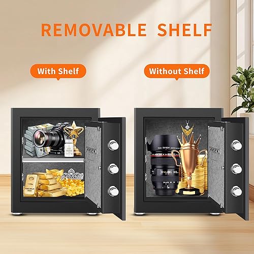 Miniatura 6 de HSGCJS Caja de seguridad biométrica para huellas dactilares, caja fuerte para el hogar con teclado digital completo, caja fuerte de seguridad para