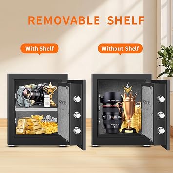 HSGCJS 42L Smart Biometric Fingerprint Home Safe with Keypad, 38×32×45cm