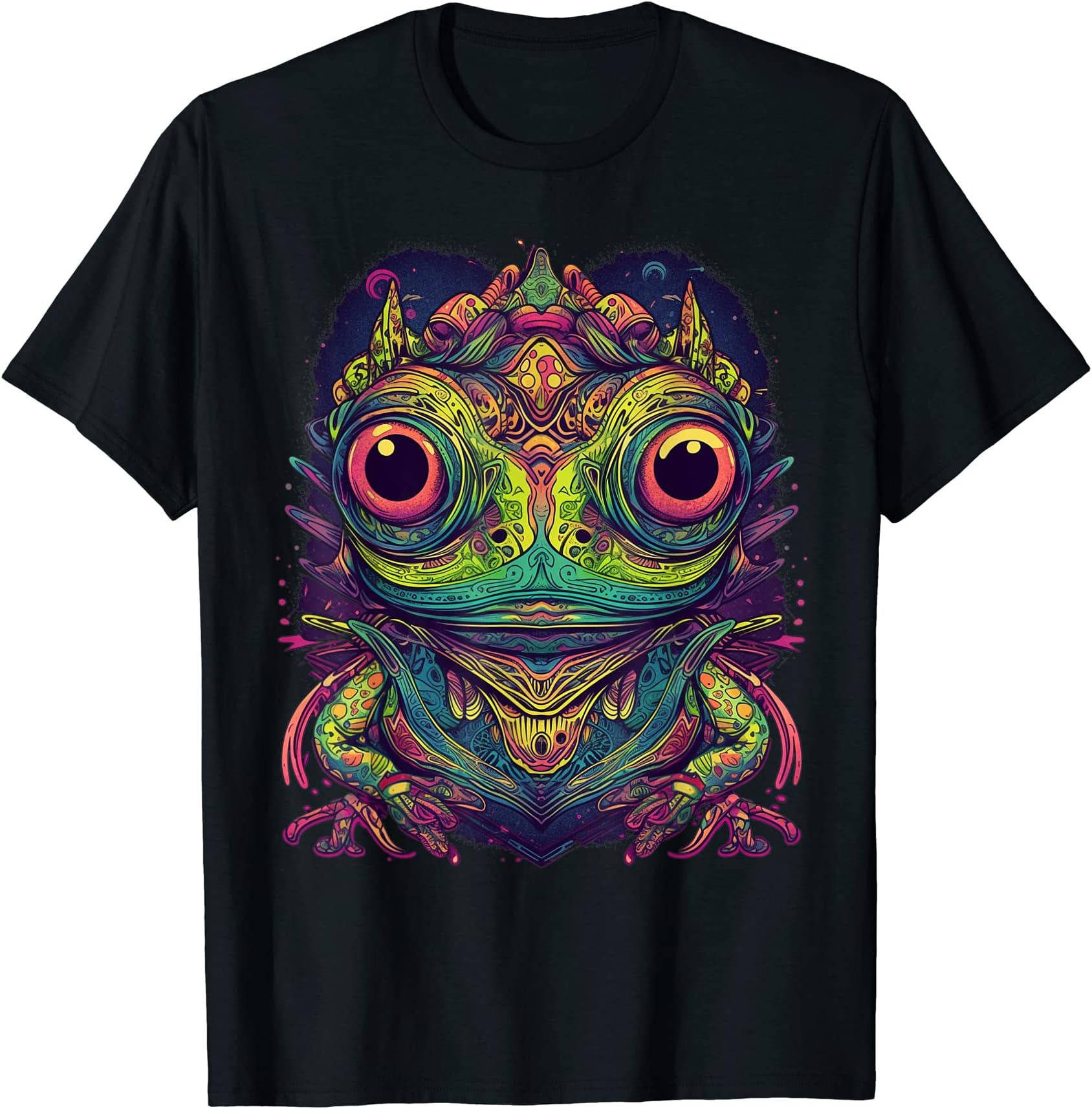 Colorful Psychedelic Art Animals Tees and GiftsColorful Frog | Psychedelic Art Trippy Hippie Men Women T-ShirtOEKO-TEX STANDARD 100