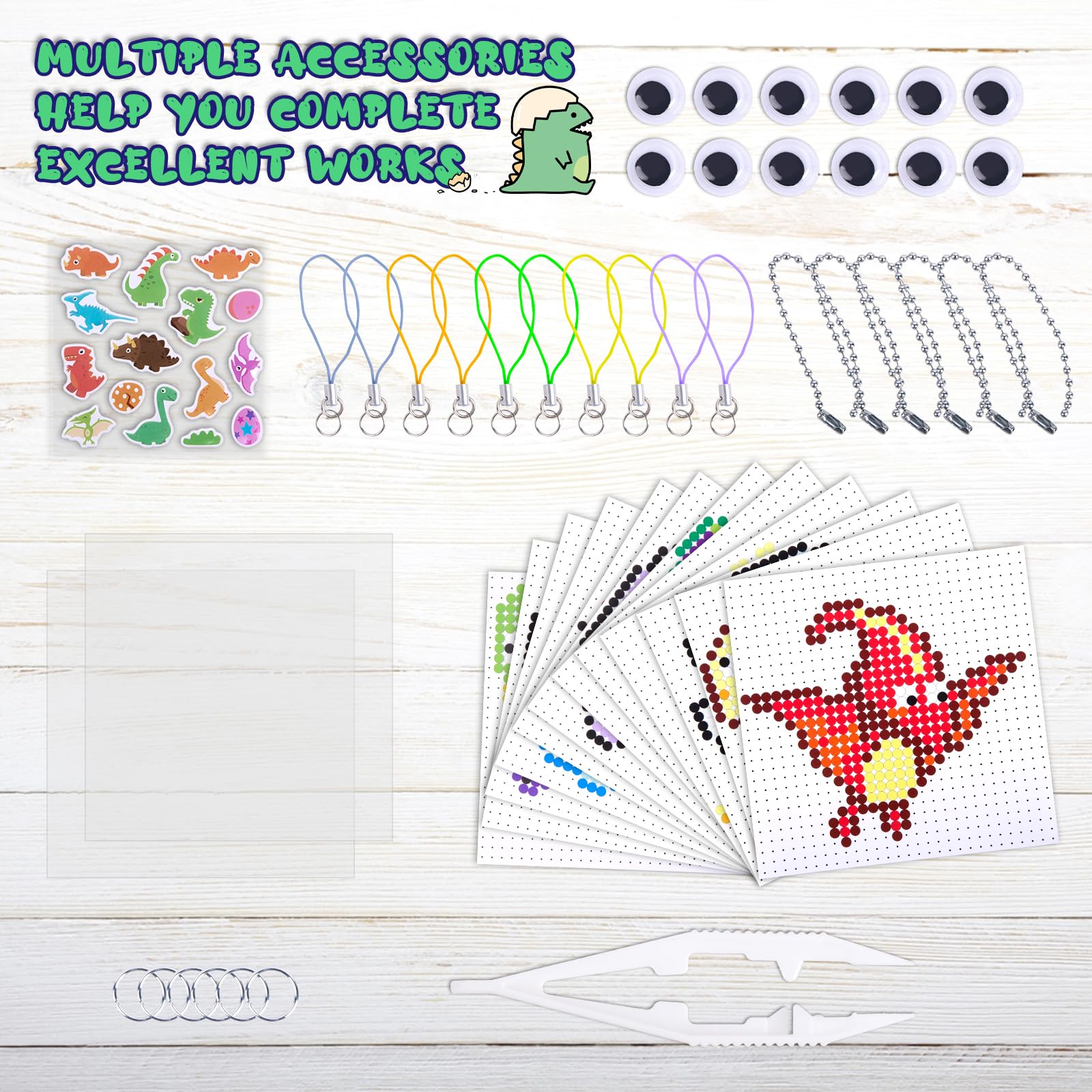Wzone 7000 Pieces Fuse Beads Kit, 5mm Beads with Pegboards, Tweezers, 1:1 Color Pictures for DIY 12 Modes of Dinosaurs - Image 3