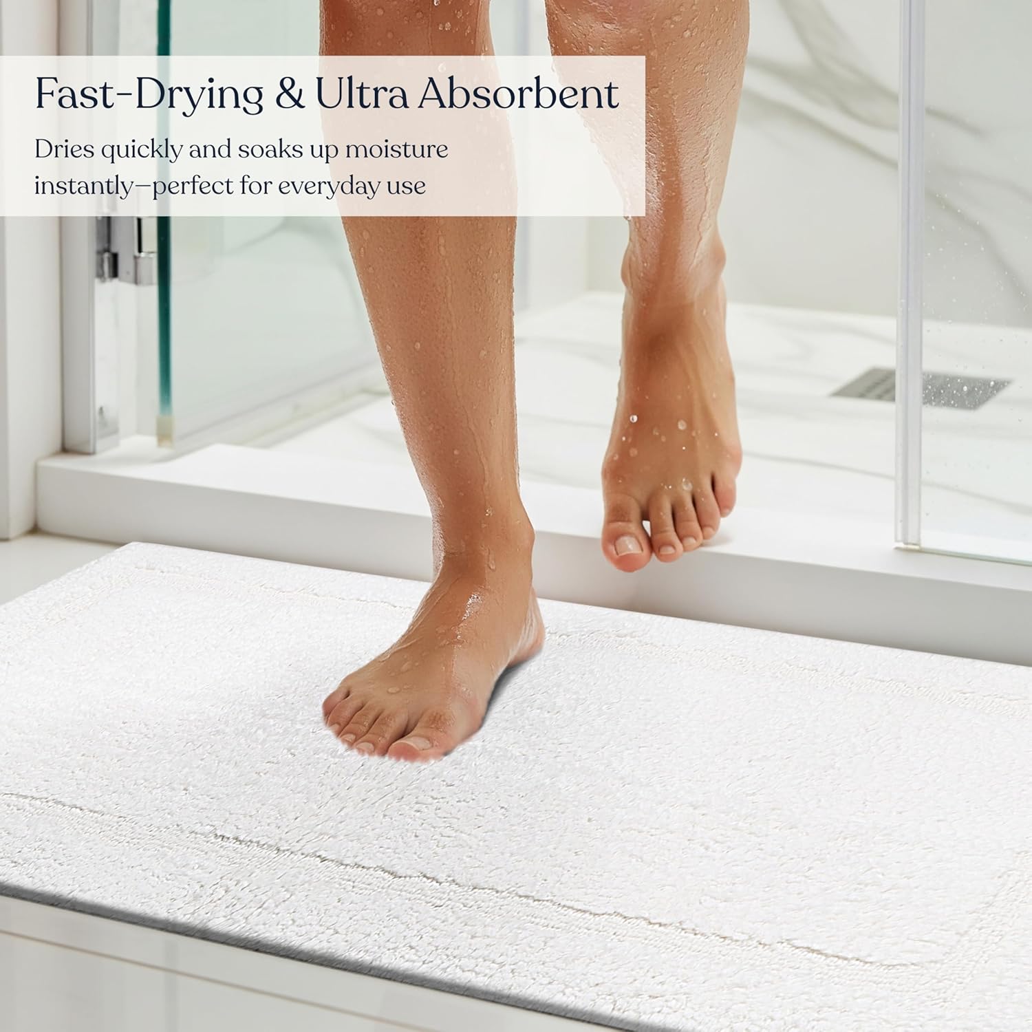 Organic Cotton Reversible Bath Mat – 3000 GSM, GOTS Certified, Ultra-Thick & Super Absorbent | Soft, Plush & Quick-Drying Bathroom Rug (White, 20x30)