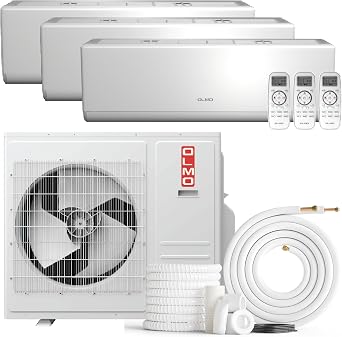 OLMO 27,000 BTU 3-Zone Wall Mount Mini Split, 23 SEER2, 2.25 Ton, 230V | 9K/9K/9K BTU, Smart App Control, 25FT Installation Kits, Inverter, Pre-Charged, Heat Pump, Ductless