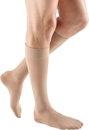 mediven Plus for Men & Women, 20-30 mmHg Closed Toe, Calf High Compression Socks with Silicone Top Band, Leg Circulation, Opaque Leg Support Compression Coverage, Extra Wide