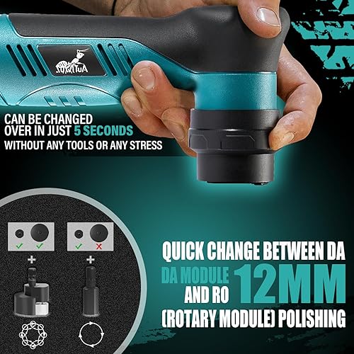 Miniatura 4 de Mini pulidora inalámbrica de cambio rápido de 13 pulgadas, 0.472 in y 0.118 in, pulidora pequeña DARO para detalles de automóviles 6 velocidades, 2