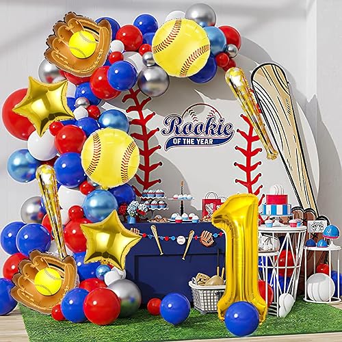 Miniatura 4 de 9 globos de sóftbol, globos de sóftbol de cumpleaños con número de mylar de aluminio para sóftbol, suministros de fiesta de cumpleaños, decoraciones