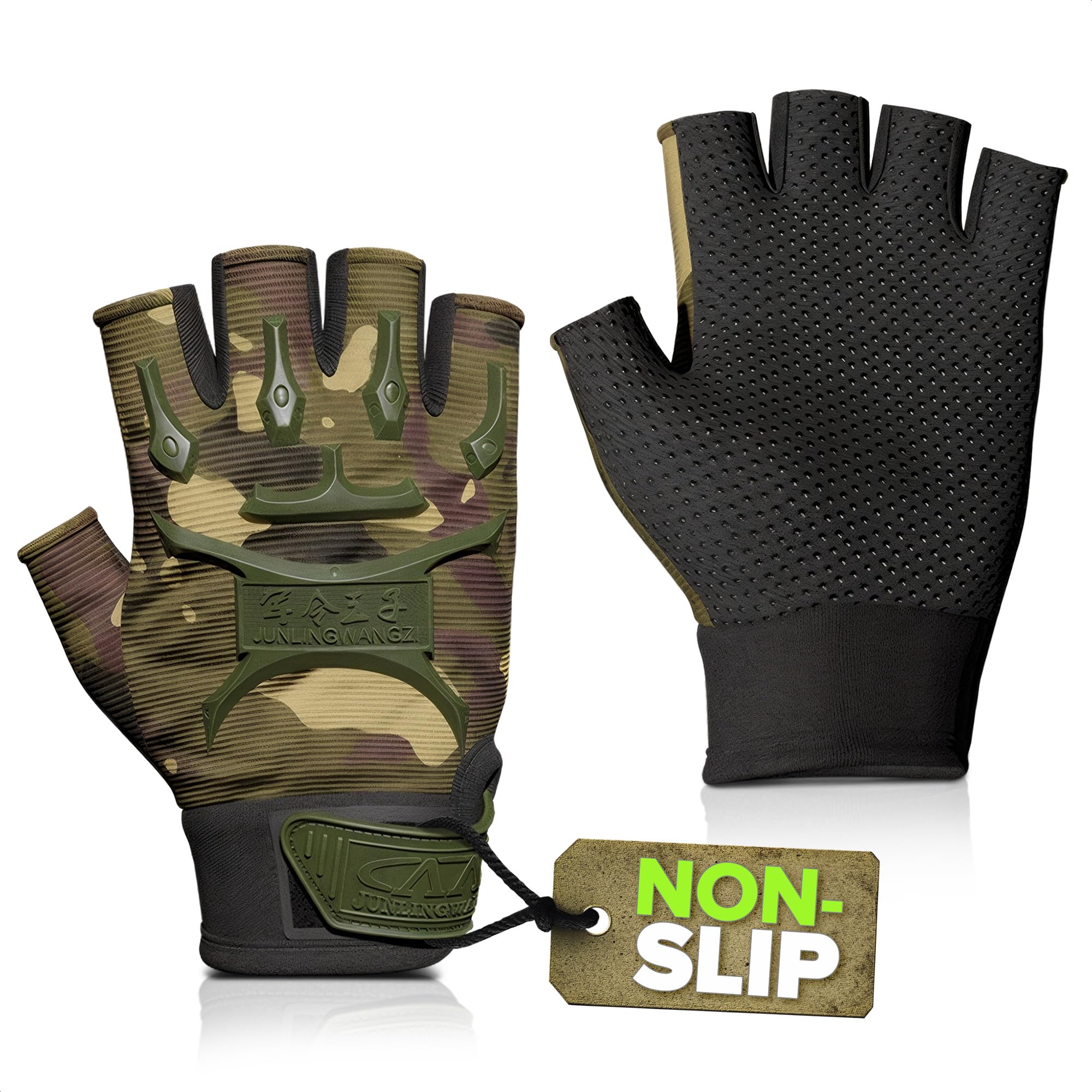 Lagarto Kids Fingerless Gloves - Breathable Fingerless Gloves for Kids (4.72" x 3.14") Military Design, Non-Slip & Comfortable for Boys - Hand Protection, for Cycling, Exercise & Outdoor Activities