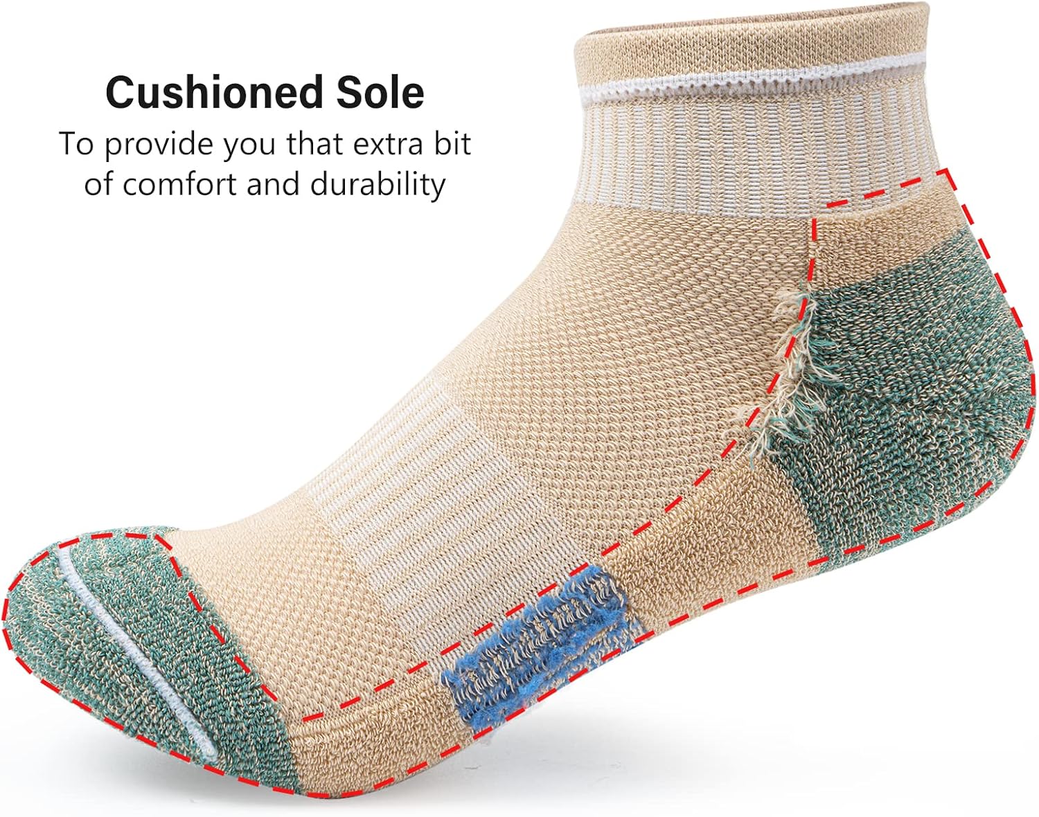 Gonii Ankle Socks Womens Athletic Thick Cushioned Running Hiking Low Cut 5-Pairs - Image 3