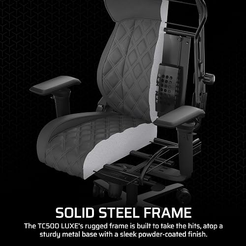 Corsair TC500 Luxe Fauteuil Gaming – Tissu Respirant de Qualité Supérieure – Sièges Larges – Accoudoirs Réglables dans Cinq Directions – Support Lombaire Réglable – Inclinaison 90-135 degré – Ombre - 8