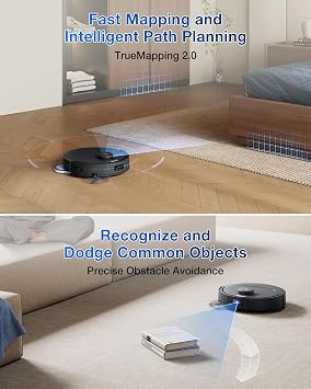 ECOVACS DEEBOT T30C Robot Vacuum and Mop, 20,000Pa Suction, TruEdge Adaptive Edge Mopping, ZeroTangle 2.0 Technology, Hot Water Washing, Self-Emptying, Auto-Lift Mopping, Obstacle Avoidance