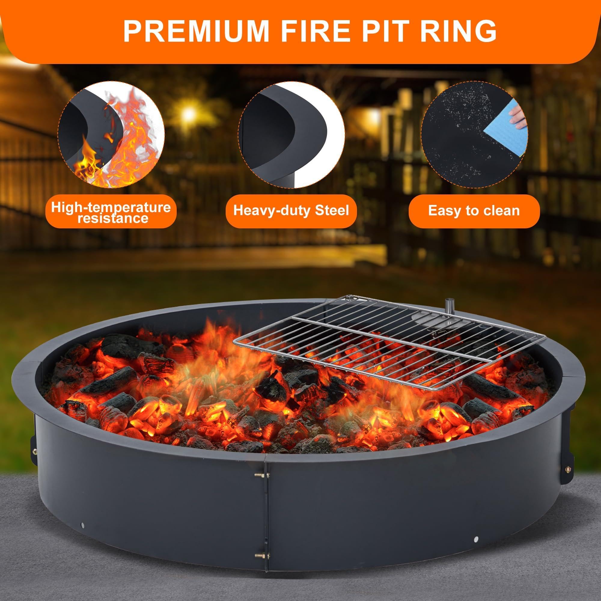 Brasero Exterior sin Humo con Interruptor de Aire. Quema óptima Gracias a su Anillo Interior de 76 cm (30 Pulgadas). Inserto de Acero Resistente para fogatas de leña. Ideal para proyectos de bricolaj