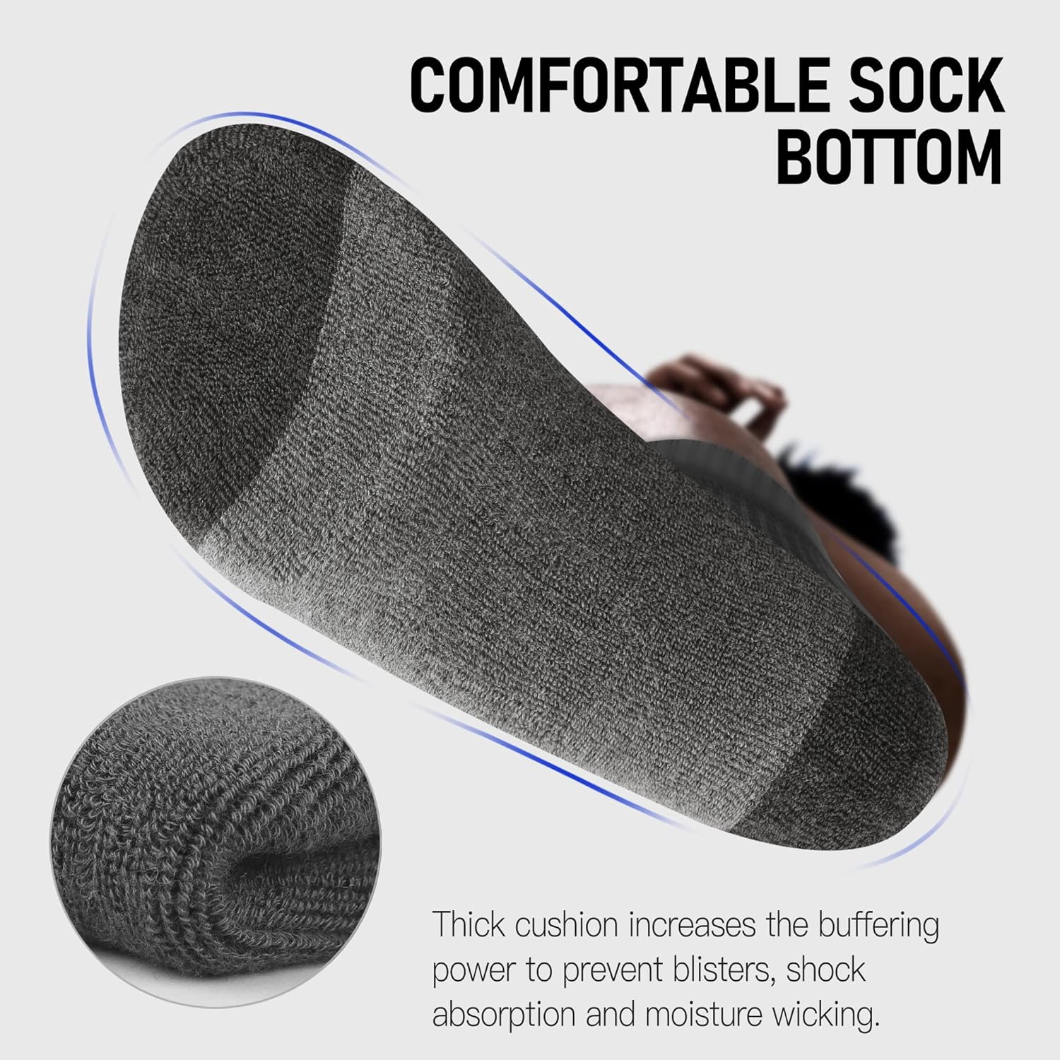 CLOSEMATE Mens Athletic Cushioned Crew Socks 6 Pairs Cotton Breathable for Work Training Sports - Image 4