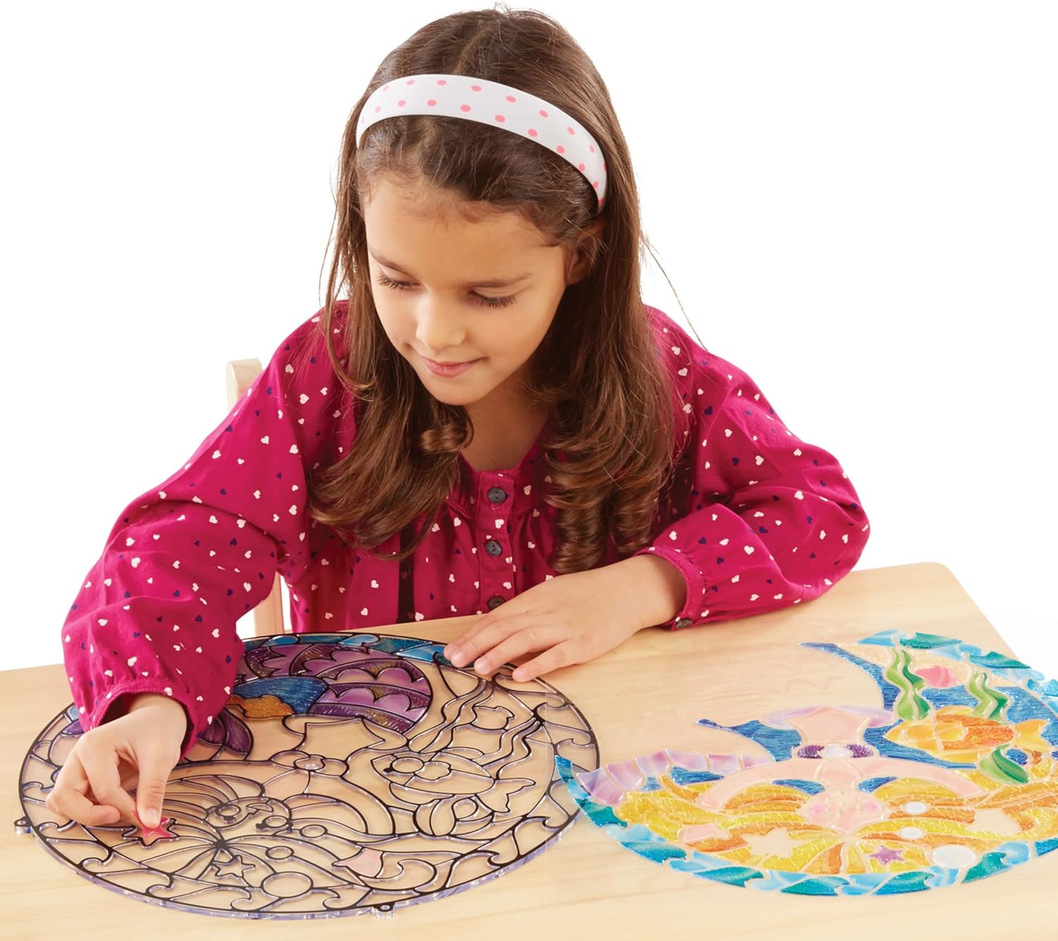 Melissa & Doug Stained Glass Made Easy Activity Kit: Mermaids - 140+ Stickers Kids Sticker Stained Glass Craft Kit; Mermaid Crafts for Kids Ages 5+