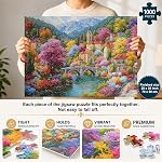 Jigsaw Puzzles for Adults 1000 Pieces Impossible Hard Difficult Challenging Puzzle for Adults 1000pc Puzzles Oil Painting Puzzle Flowers Tree Stream Jigsaw Puzzle 1000 Piece 28 x 20 inch