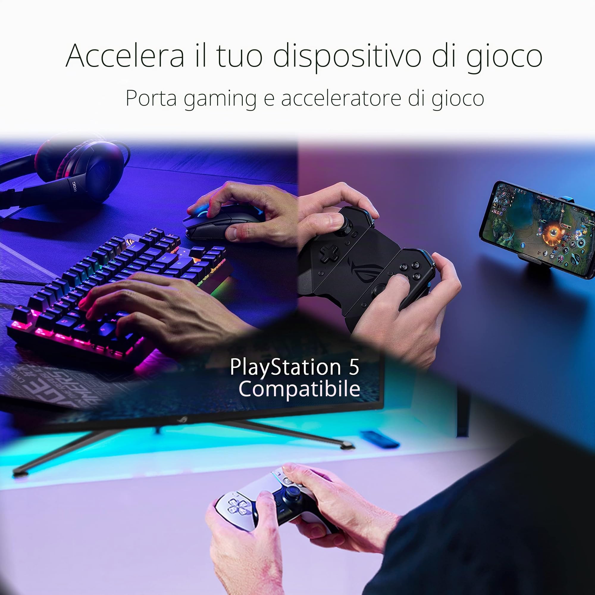 ASUS ROG STRIX GS-AX5400 Router Wi-Fi 6 dual-band per il gaming, compatibile con PS5 e giochi dispositivi mobili, VPN Fusion, Instant Guard, Gear Accelerator, porta di gioco, QoS adattivo e Aura RGB