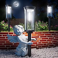 Vista 7 de Luces solares para caminos al aire libre, color blanco cálido, paquete de 8 unidades, impermeables, IP65, encendido y apagado automático