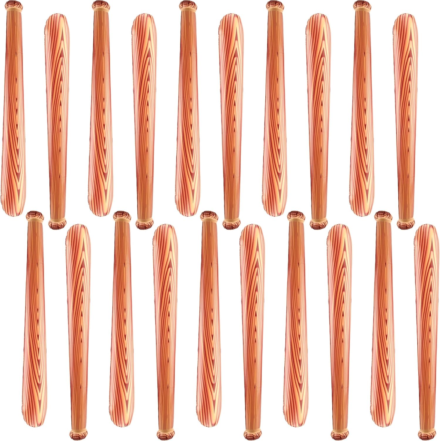 20 Pack 31.5 Inch Inflatable Baseball Bat Blow up Bat Wood Grain Pattern Baseball Bat Inflates for Carnival Birthday Pool Summer Beach Baseball Theme Party Favors