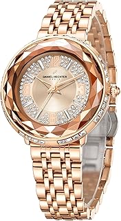 Daniel Hechter Paris Palais-Royal Collection Unique Analoge Watch for Women Withdiamond Cut Glass Dial and Stainless Steel Strap-DHW2003