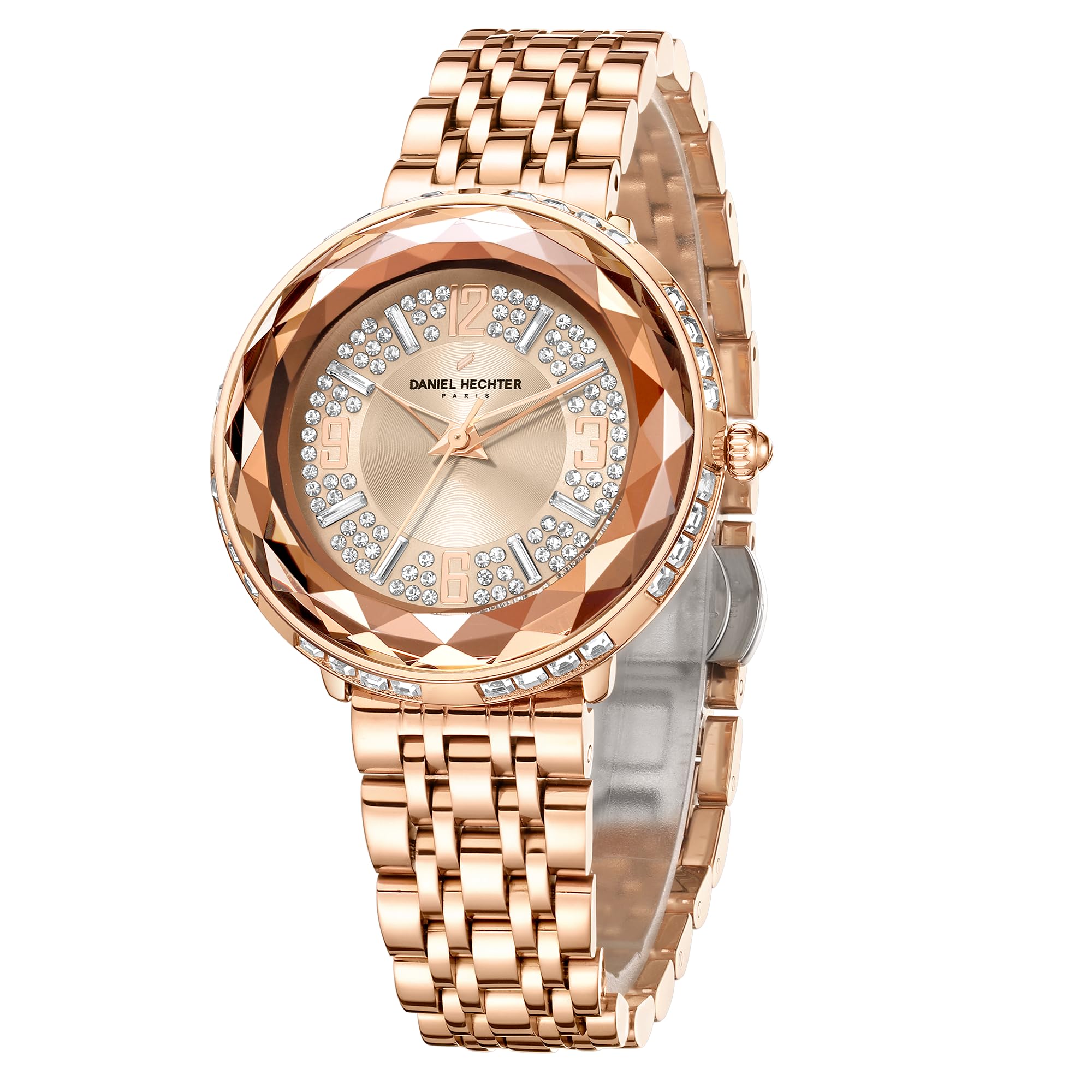 Paris Palais-Royal Collection Unique Analoge Watch for Women Withdiamond Cut Glass Dial and Stainless Steel Strap-DHW2003-image-12