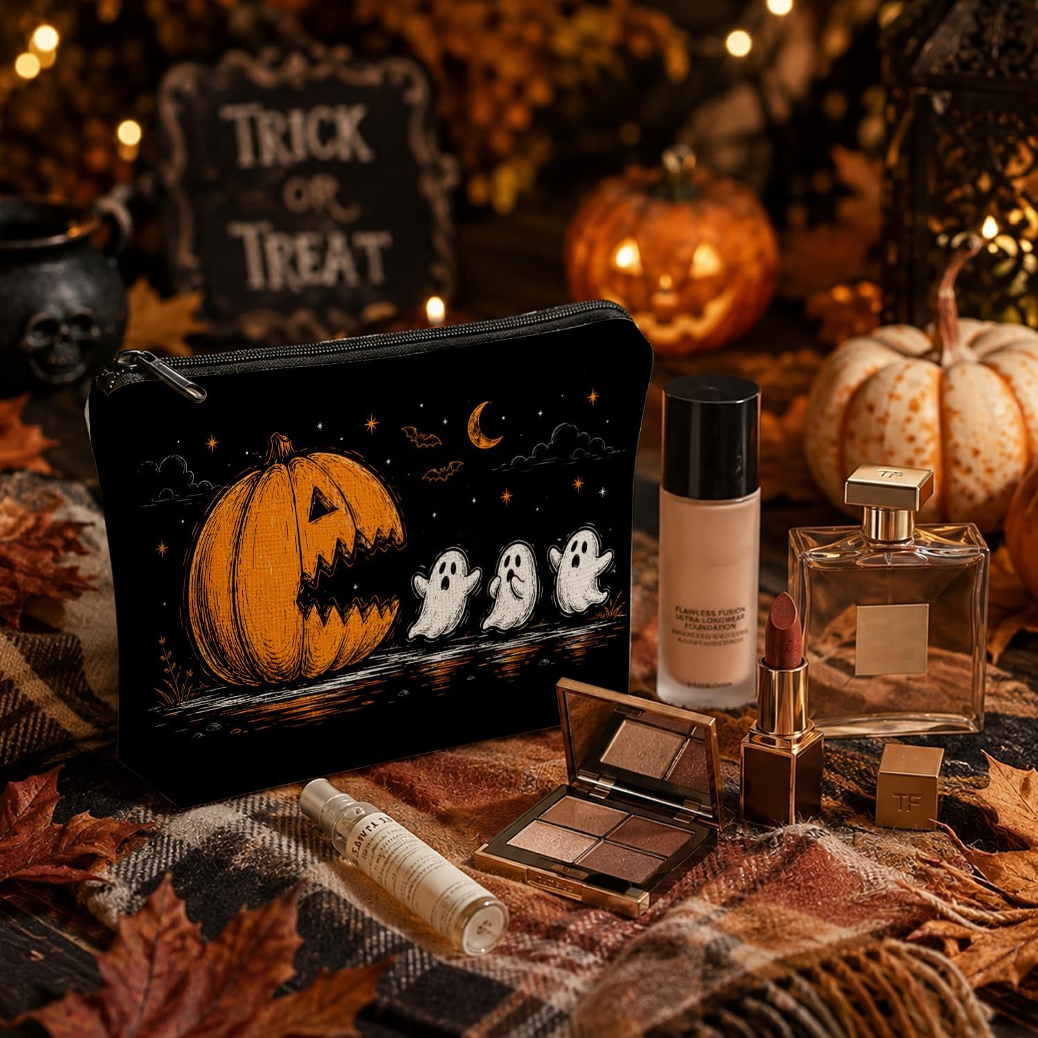 Halloween Pumpkin Ghost Makeup Bag for Women image 3