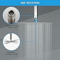 Vista 4 de Lordear - Alcachofa de ducha de lluvia de 12 pulgadas, sólida, ultrafina, de acero inoxidable 304, ajustable, cuadrada, de lluvia, cobertura