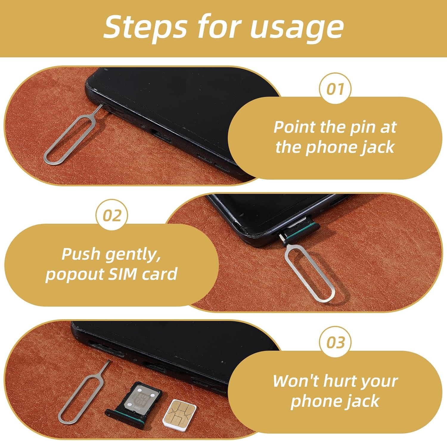 16Pcs Sim Card Removal Tool Set, Sim Ejector Tool Smooth and Burr-Free SD Card Removal Tools Key Cards Tray Ejector Pins for All Cell Phones