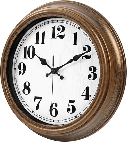 Miniatura 2 de 45MinST Reloj de pared retro de 12 pulgadas, movimiento silencioso que funciona con pilas, decoración para el hogar, pared, fácil de leer,
