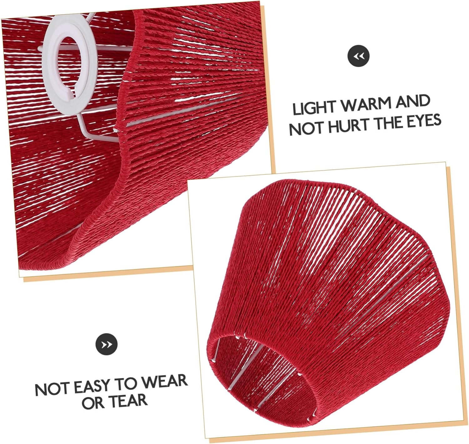 Farmhouse Woven Lampshade Replacement Cover Red Paper String Design for Table and Floor Lamps Artistic Light Fixture for Living Room and Office Spaces