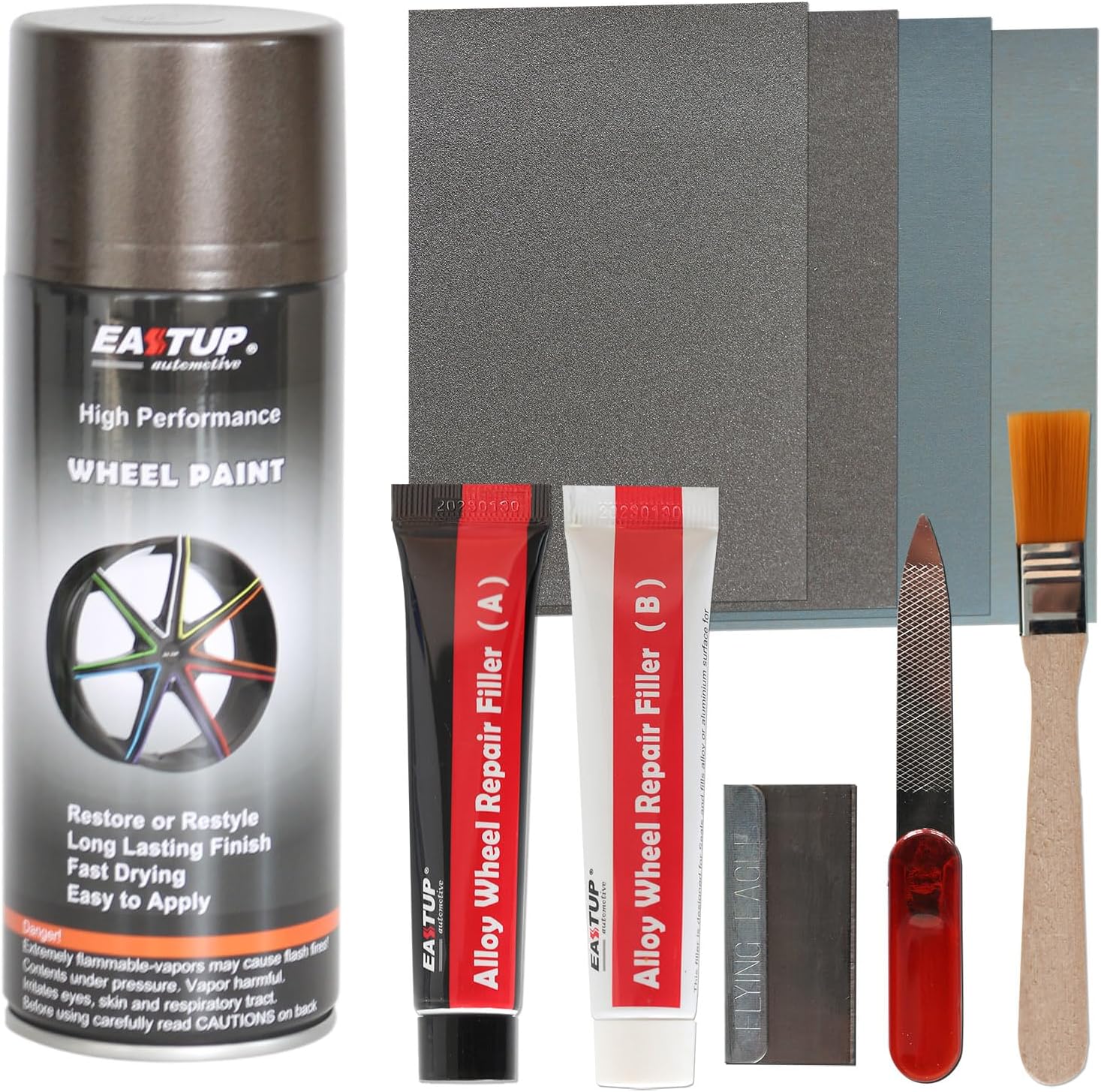 EASTUP Alloy Wheel Scratches Remove Kit Rim Touch Up Repair Kit (Satin Black)